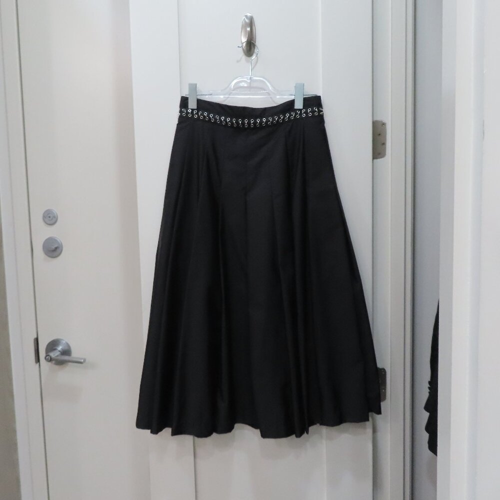 Moncler Genius Womens Black Pleated Nylon Midi Skirt 6 Noir Kei Size 42 (Small)